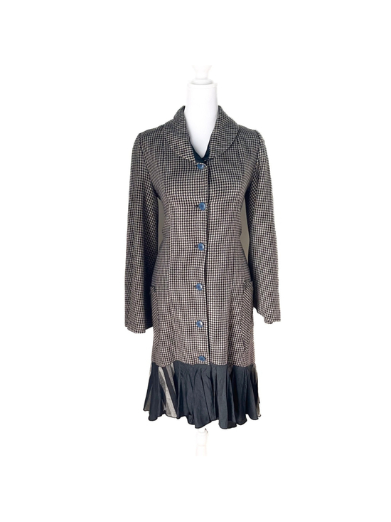 Unbranded Jackets & Blazers - Avante Garde Designer Houndstooth Asymmetric Ruffle Hem Coat Lagenlook Gothic